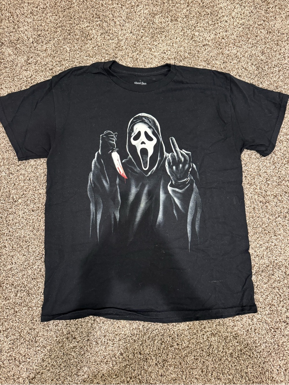 Men's Black Graphic Horror Mask Short Sleeve Tee